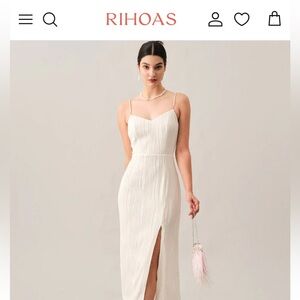 Rihoas The Wave Textured Pearl Strap Midi Dress